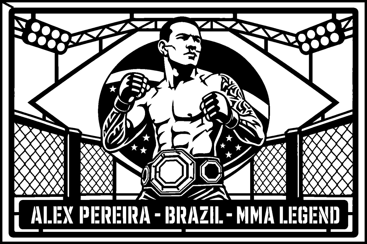 Alex Pereira Brazil cuadro metálico MMA Stracci