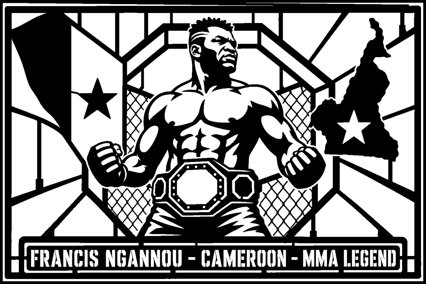 Francis Ngannou Cameroon cuadro metálico MMA Stracci