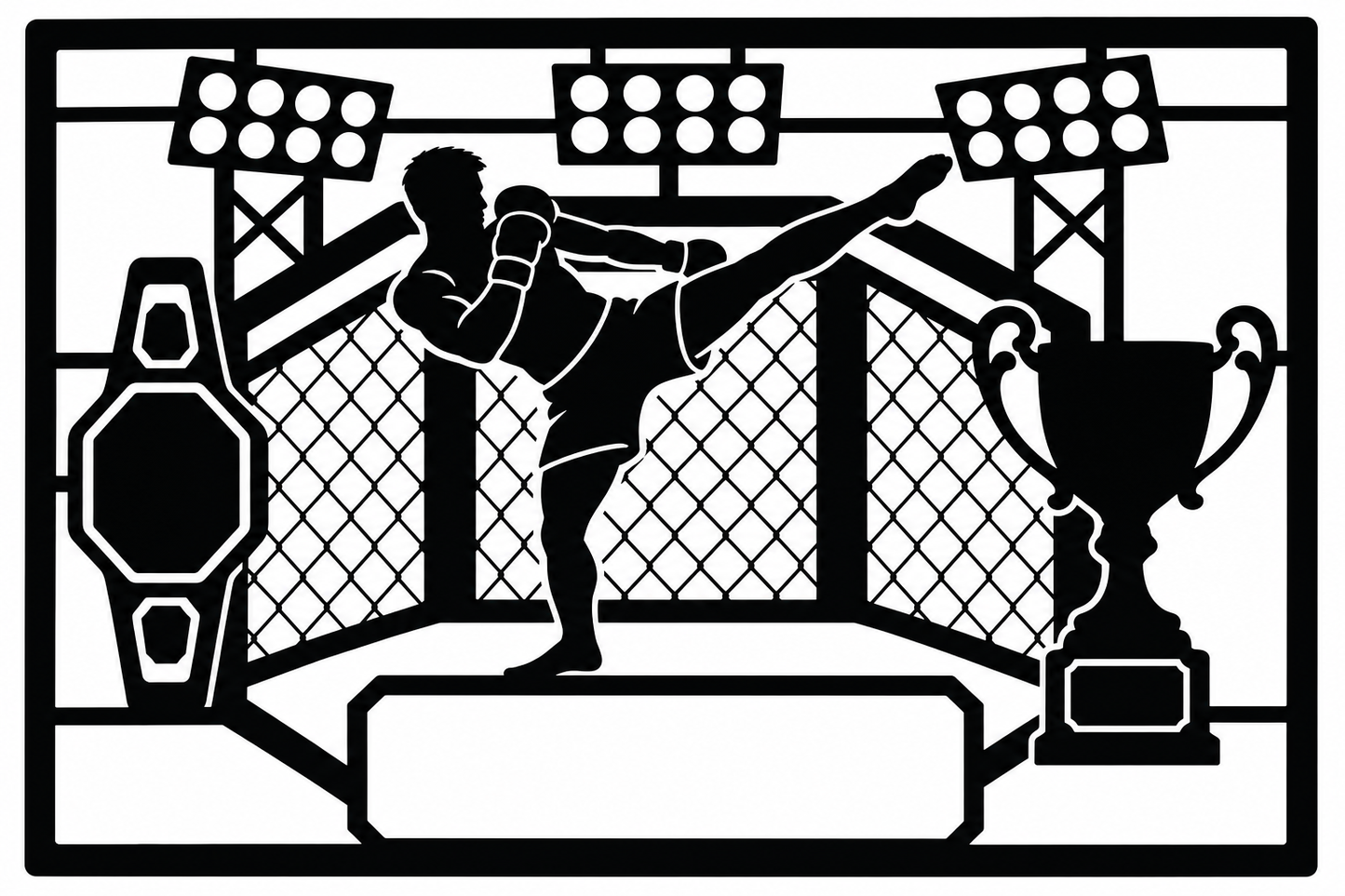 Cuadro metálico MMA Israel Adesanya estilo corte láser