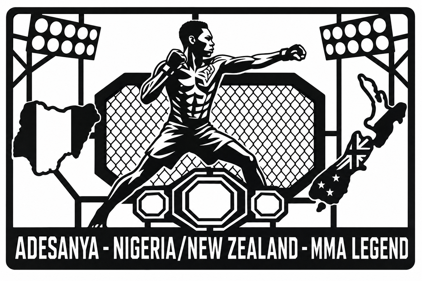 Cuadro metálico MMA Israel Adesanya - Stracci Cards - ADESANYA - NIGERIA/NEW ZEALAND - MMA LEGEND