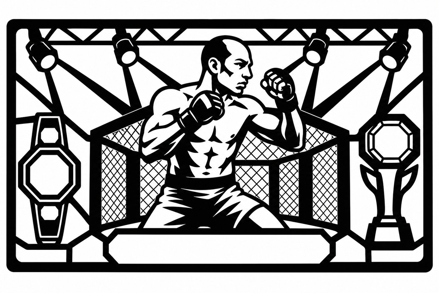 Cuadro metálico MMA Jose Aldo estilo corte láser
