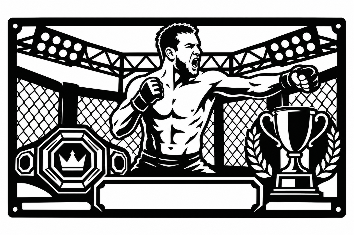 Cuadro metálico MMA Justin Gaethje estilo corte láser