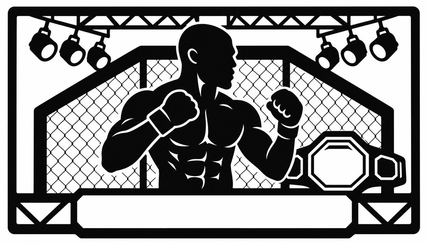 Cuadro metálico MMA Kamaru Usman estilo corte láser