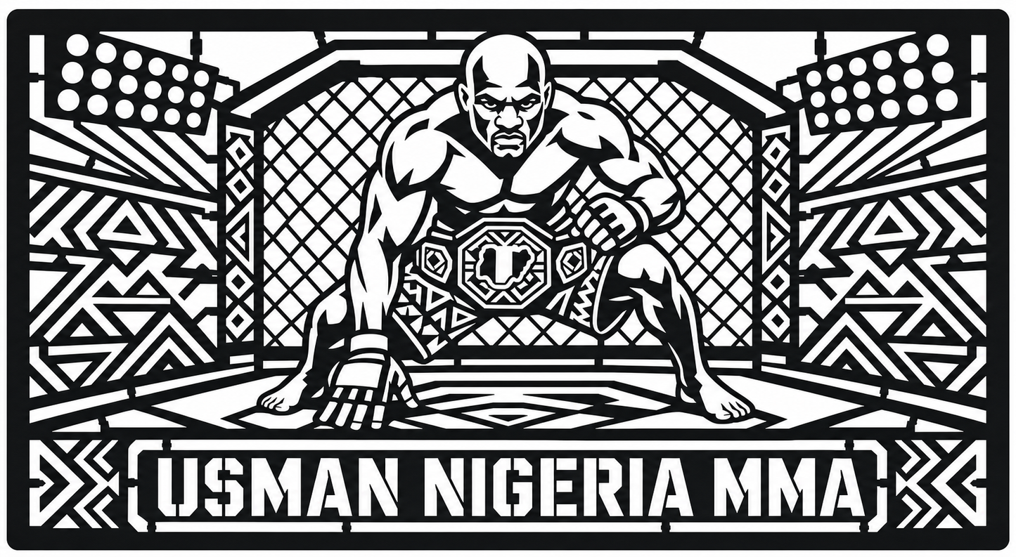 Cuadro metálico MMA Kamaru Usman Nigeria - Stracci Cards - USMAN NIGERIA MMA