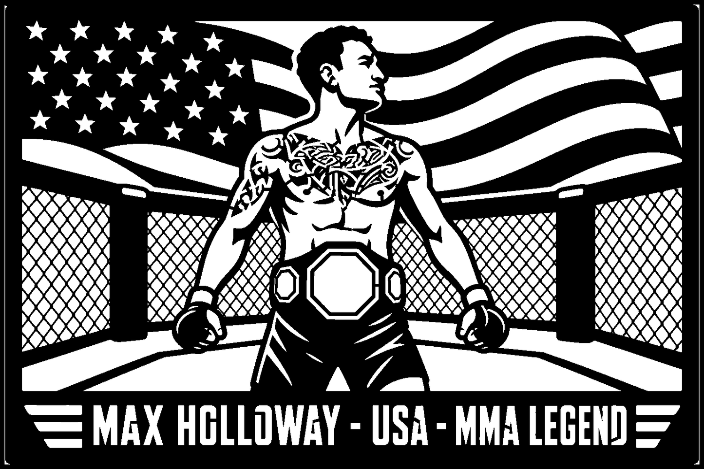 Max Holloway USA cuadro metálico MMA Stracci