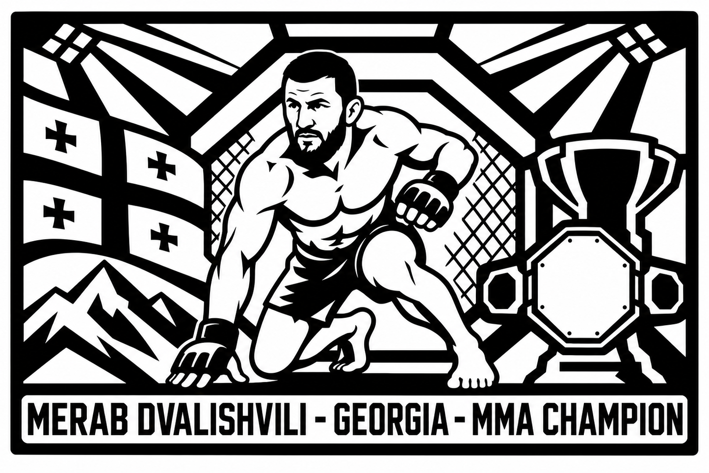 Merab Dvalishvili Georgia cuadro metálico MMA Stracci