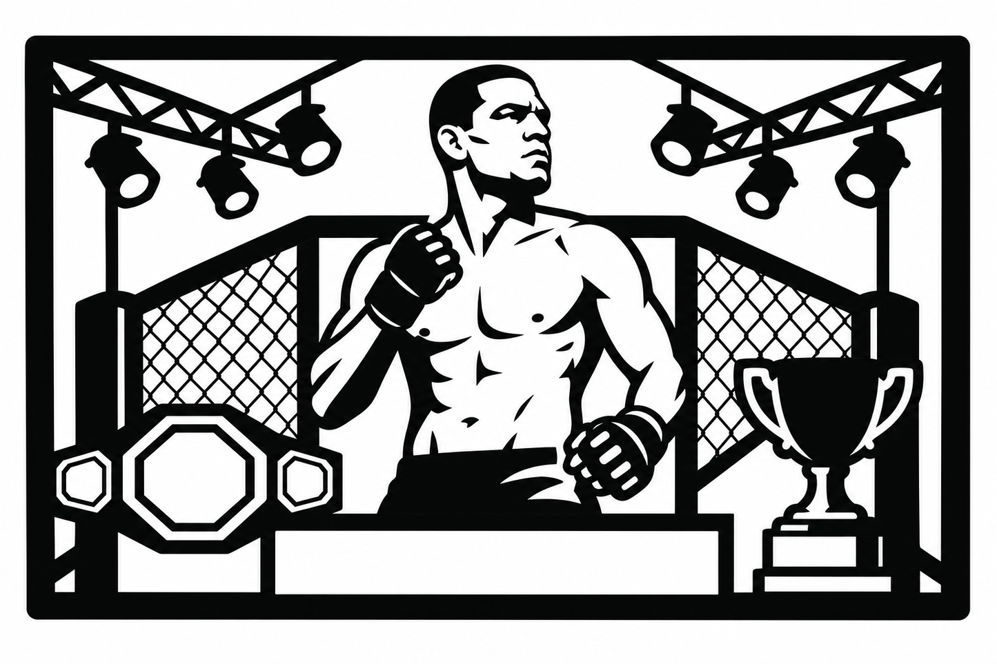 Cuadro metálico MMA Nate Diaz estilo corte láser