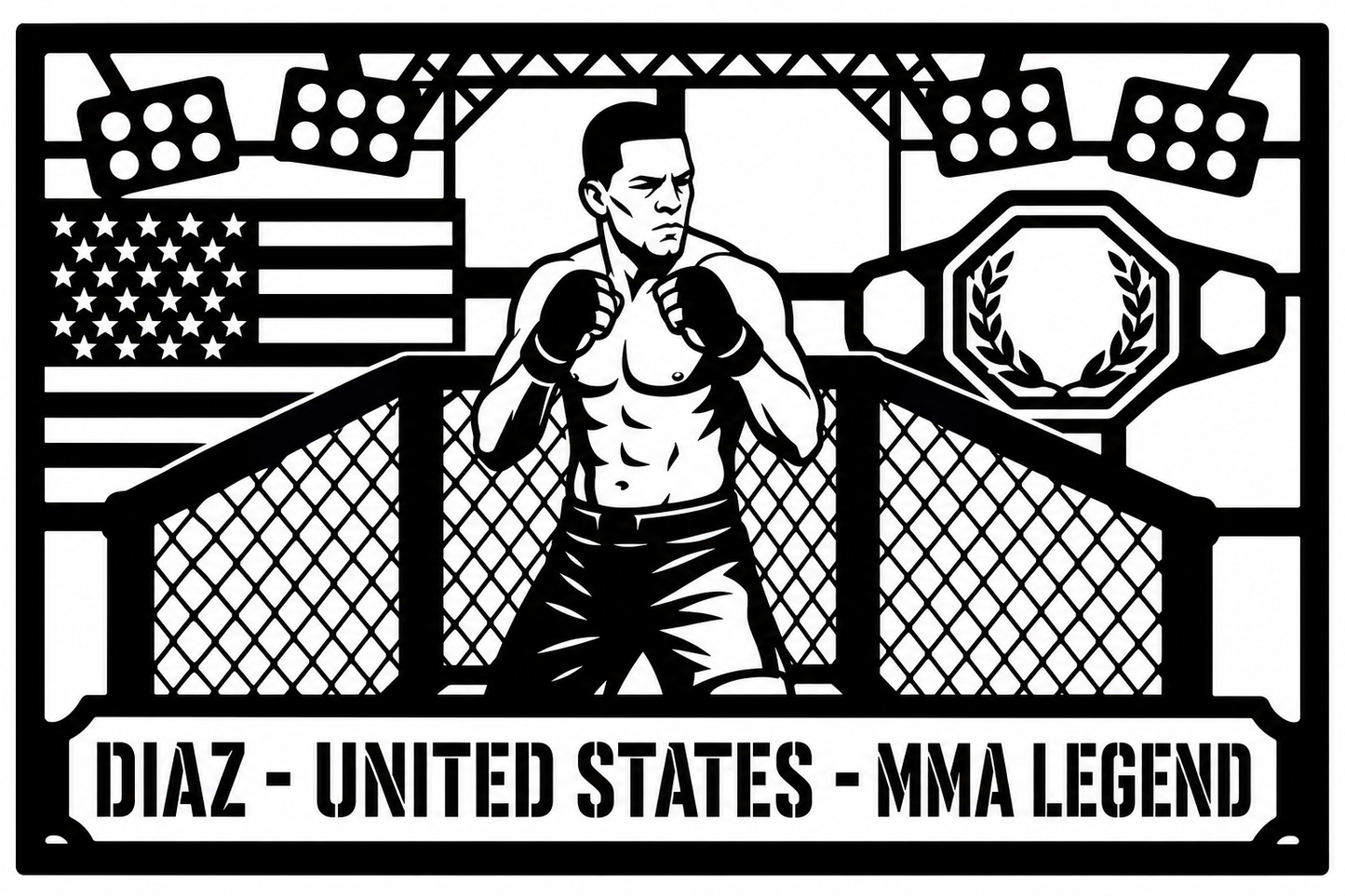 Cuadro metálico MMA Nate Diaz - Stracci Cards - DIAZ - UNITED STATES - MMA LEGEND