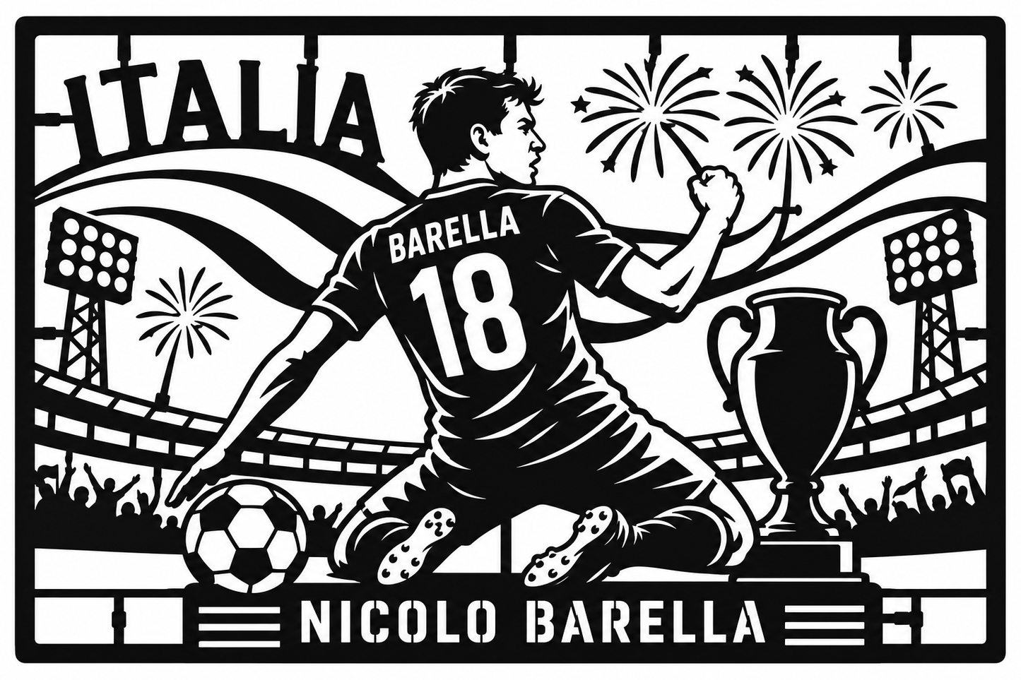 Cuadro metálico Mundial 2026 Nicolò Barella Italia