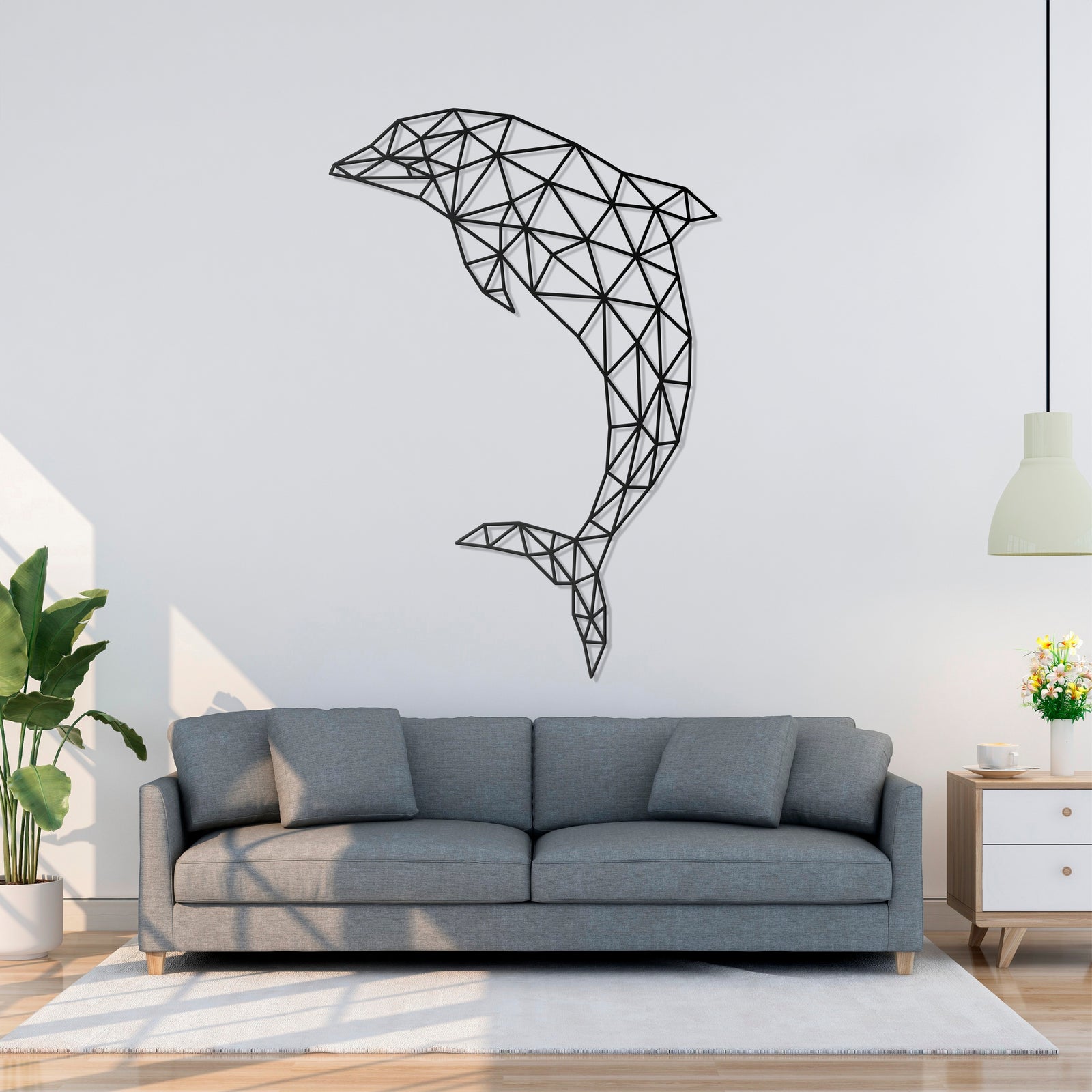 Metal Frame - Geometric Dolphin