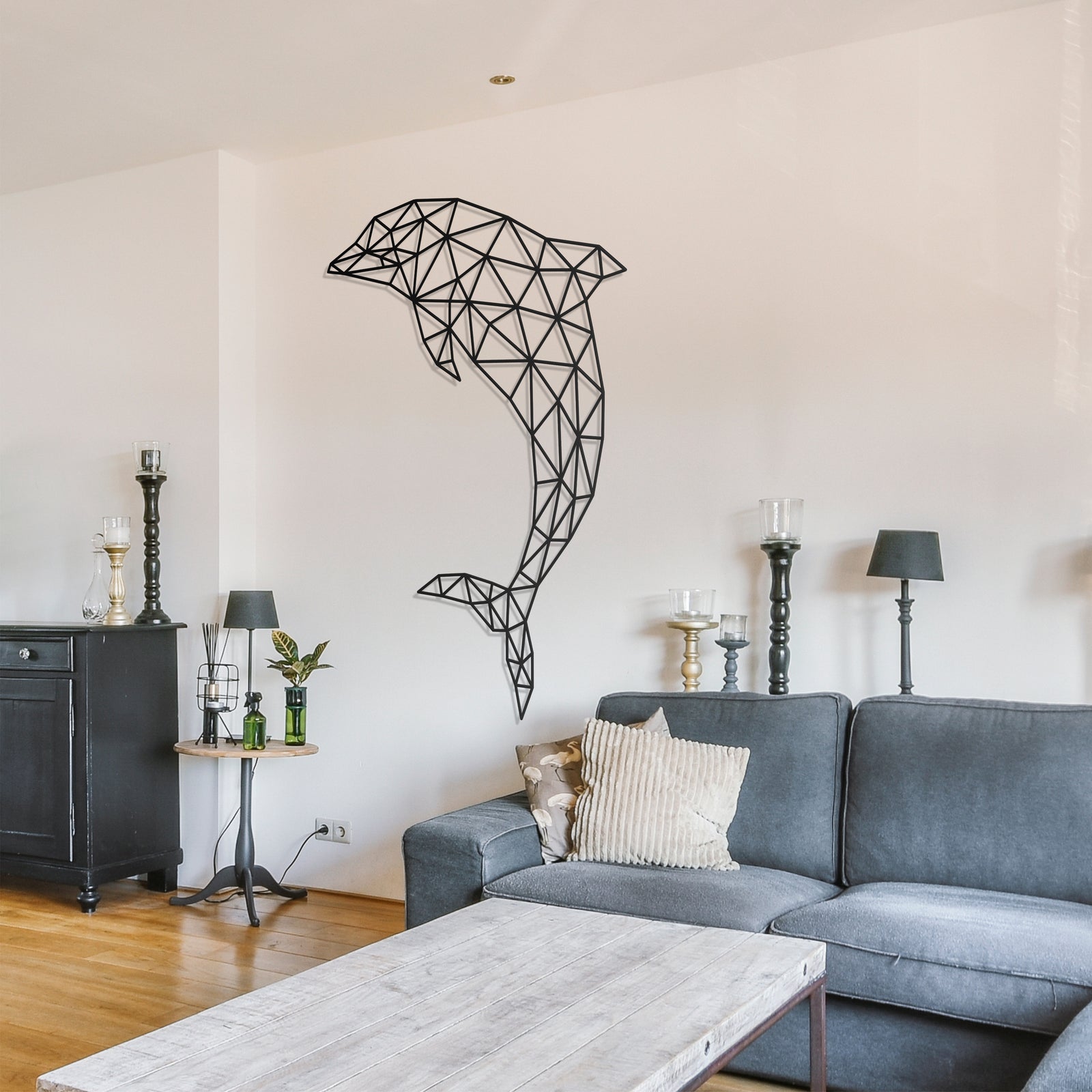 Metal Frame - Geometric Dolphin