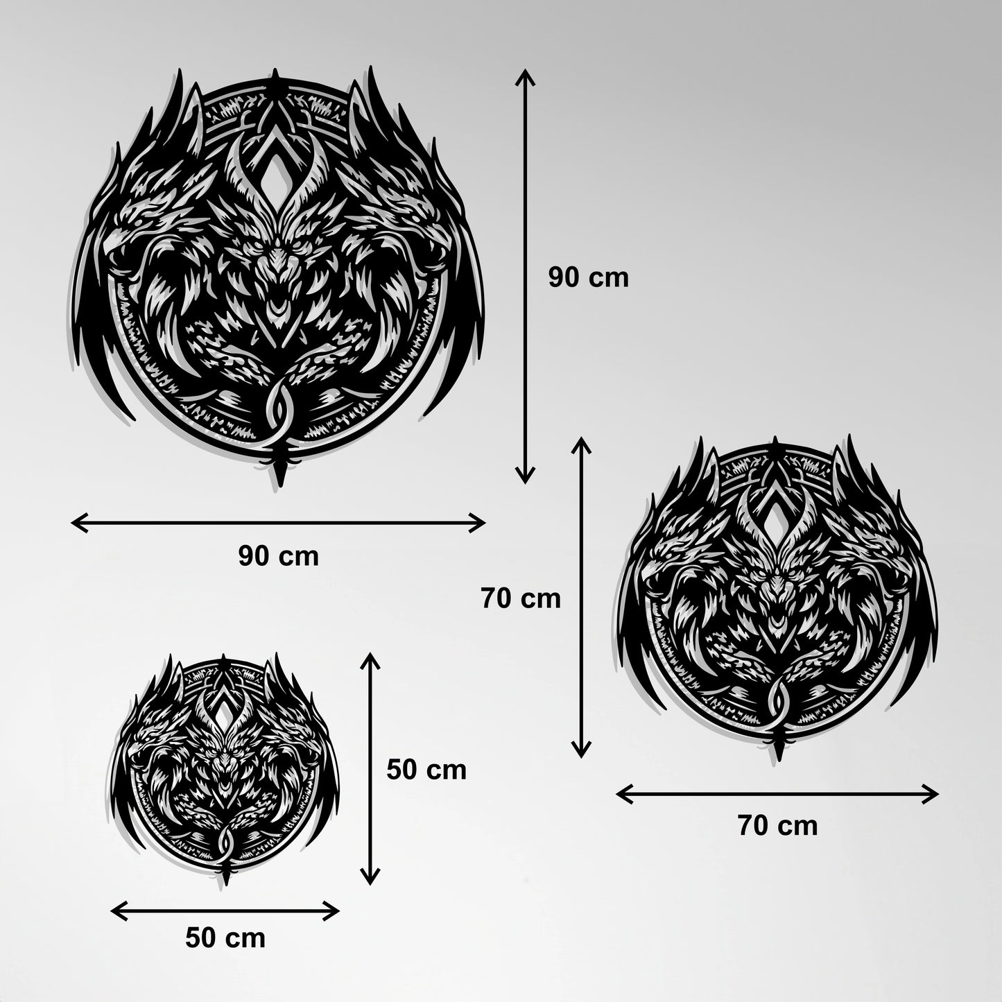 Metal Painting - Three-Headed Dragon