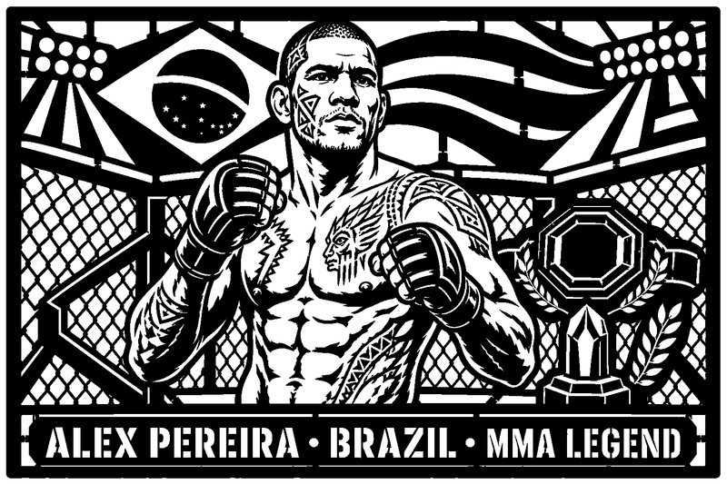 Cuadro metálico MMA Alex Pereira estilo corte metálico no oficial