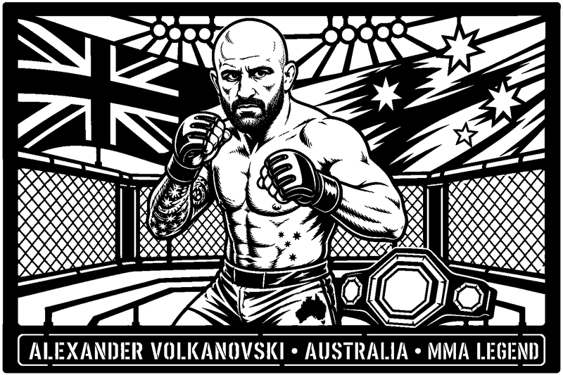 Cuadro metálico MMA Alexander Volkanovski estilo corte metálico no oficial