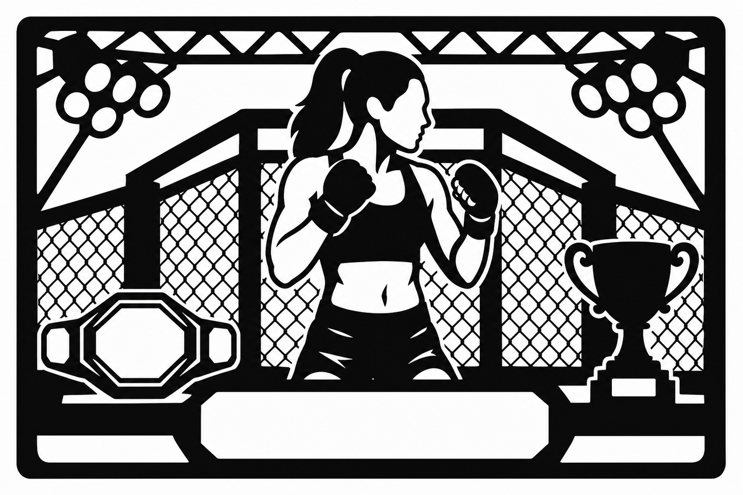 Cuadro metálico MMA Amanda Nunes estilo corte láser
