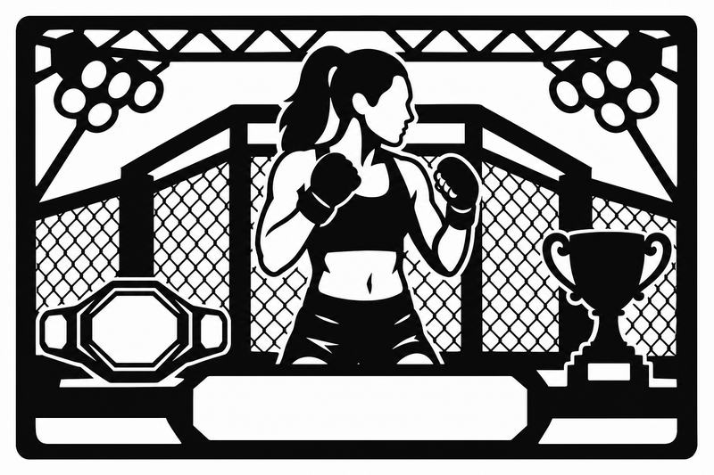 Cuadro metálico MMA Amanda Nunes estilo corte láser