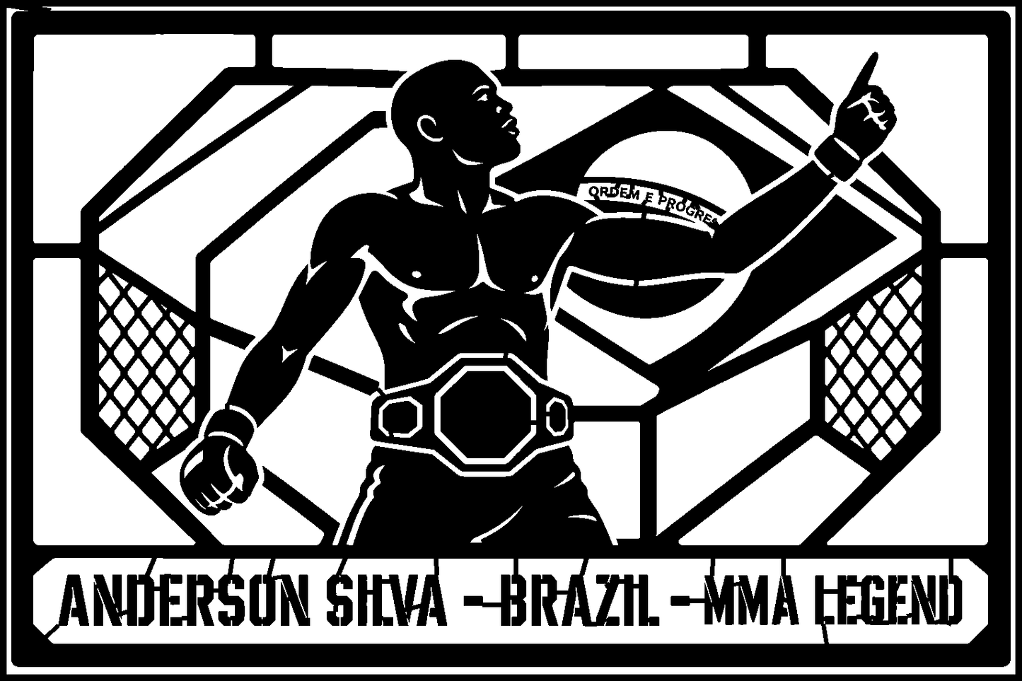 Anderson Silva Brazil cuadro metálico MMA Stracci