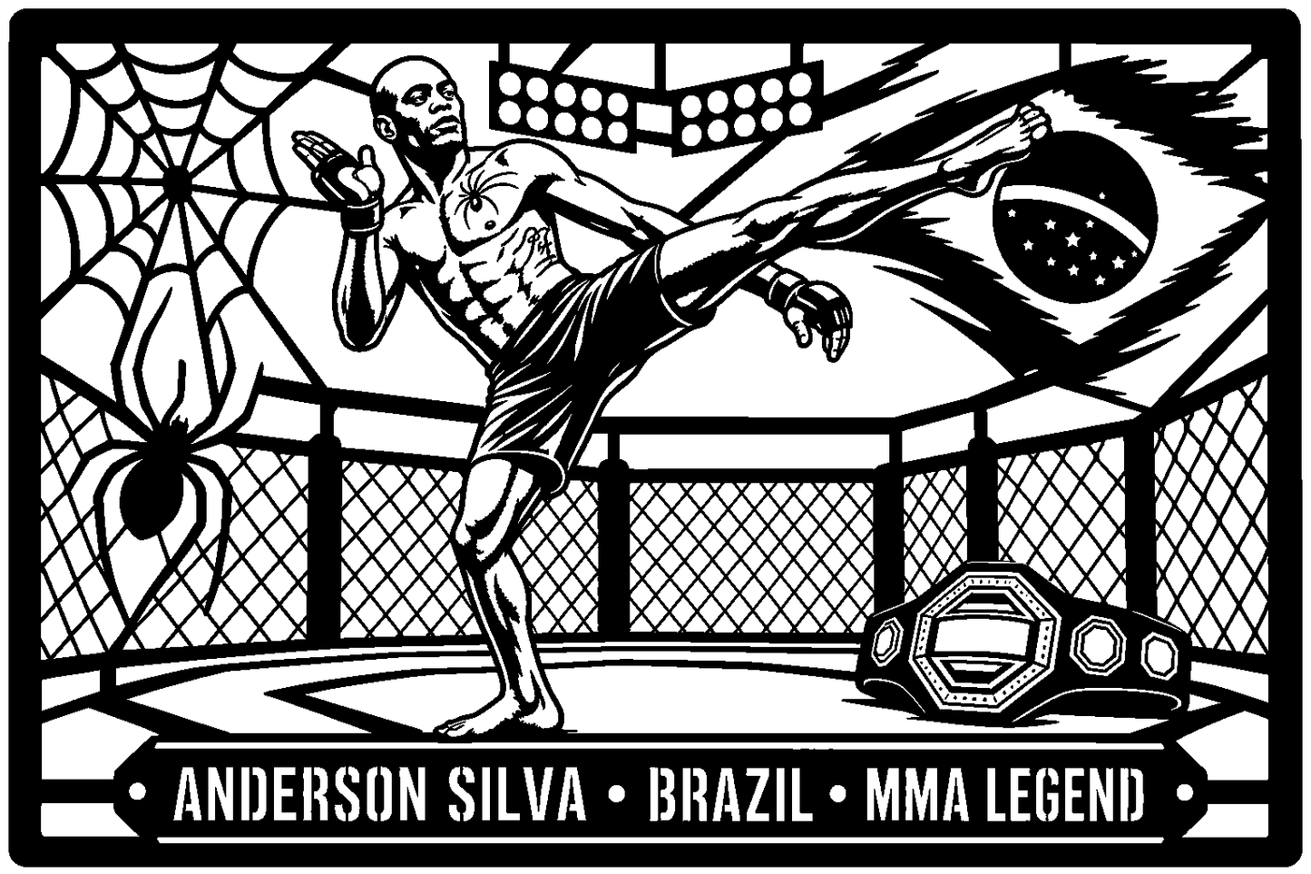 Cuadro metálico MMA Anderson Silva estilo corte metálico no oficial