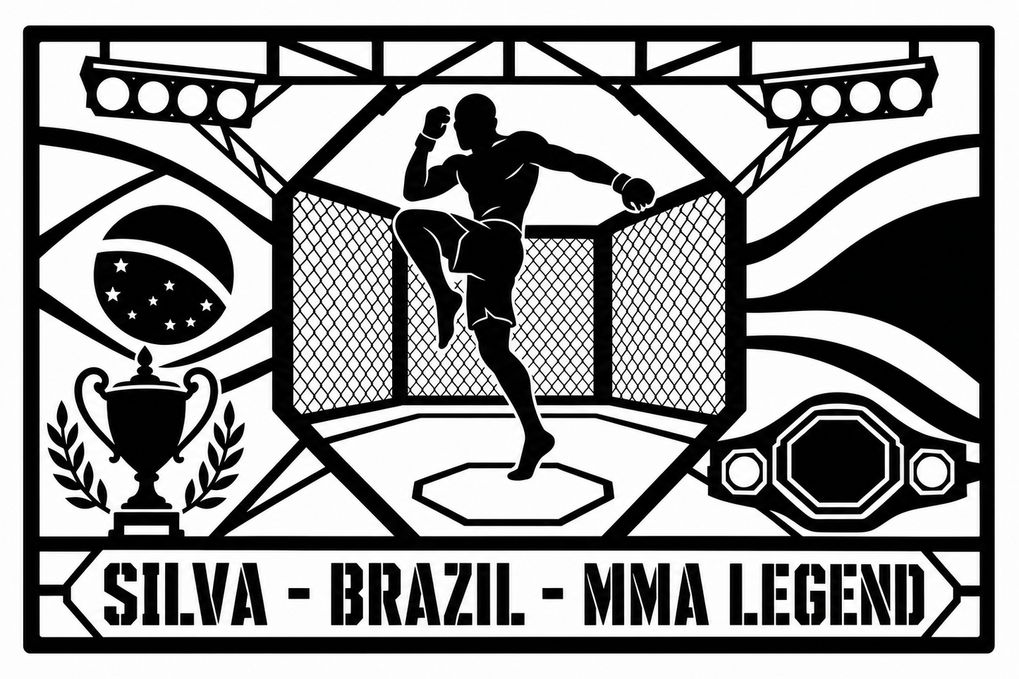 Cuadro metálico MMA Anderson Silva - Stracci Cards - SILVA - BRAZIL - MMA LEGEND
