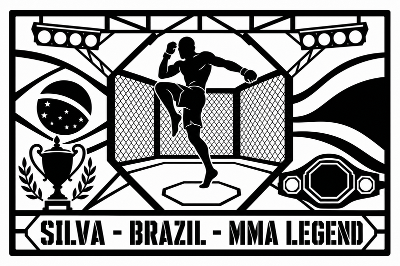 Cuadro metálico MMA Anderson Silva - Stracci Cards - SILVA - BRAZIL - MMA LEGEND