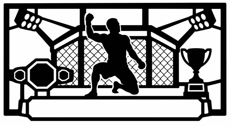 Cuadro metálico MMA Charles Oliveira estilo corte láser