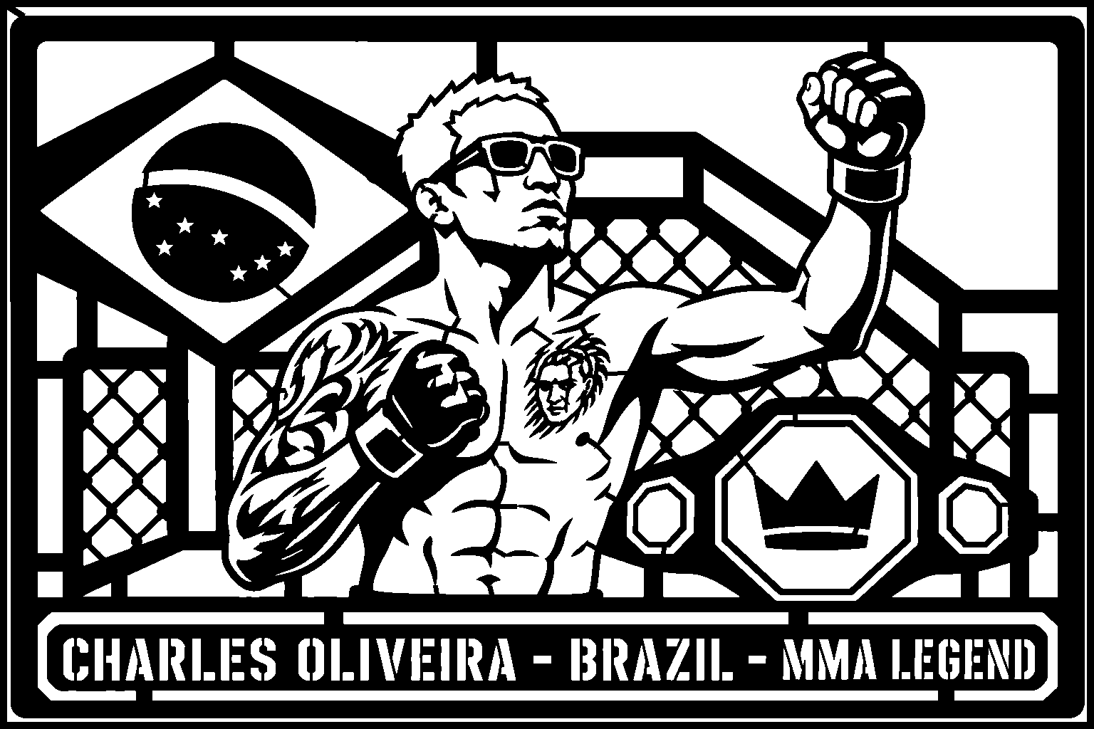 Cuadro metálico MMA Charles Oliveira Brazil - Stracci Cards