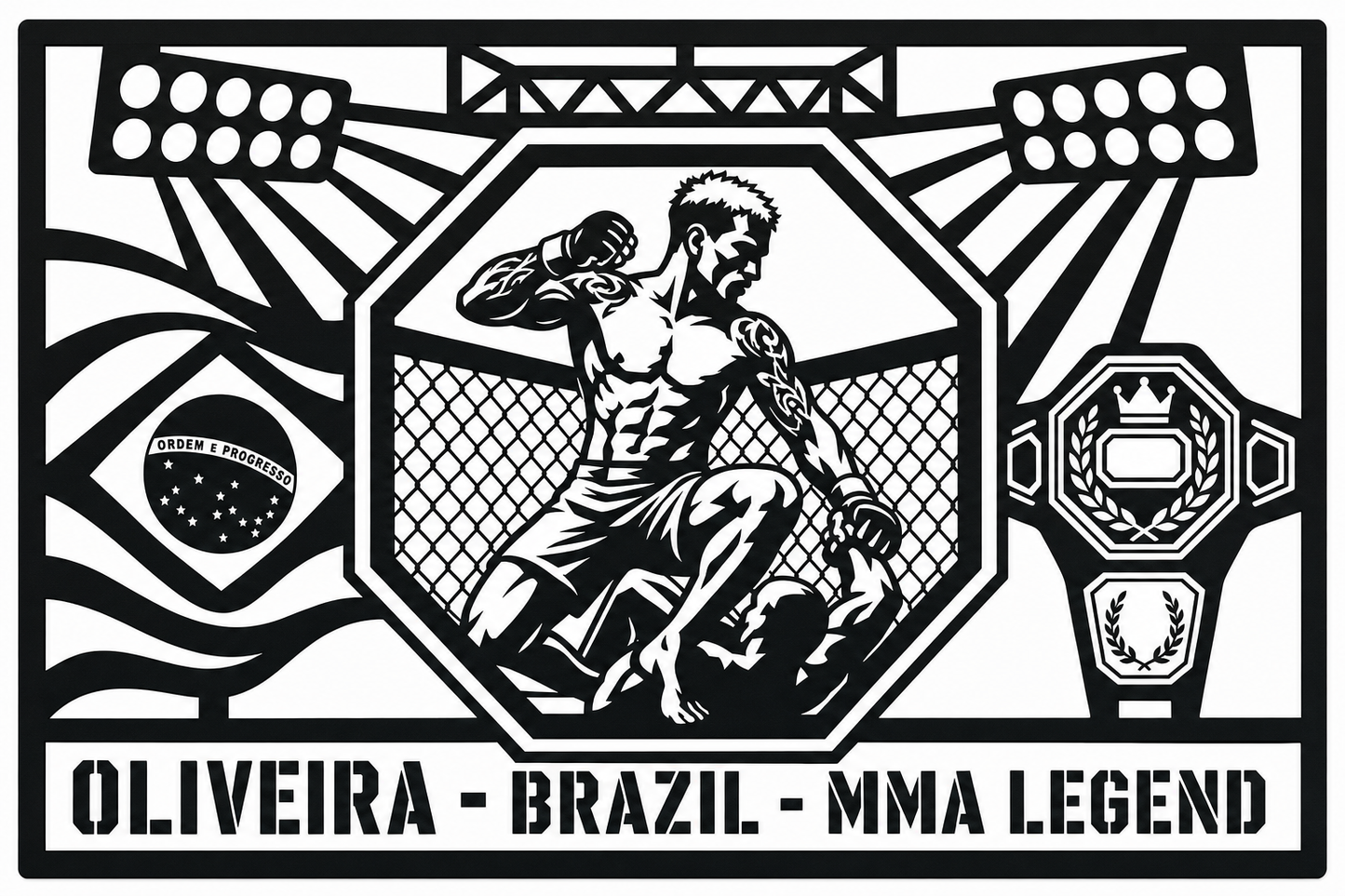 Cuadro metálico MMA Charles Oliveira - Stracci Cards - OLIVEIRA - BRAZIL - MMA LEGEND