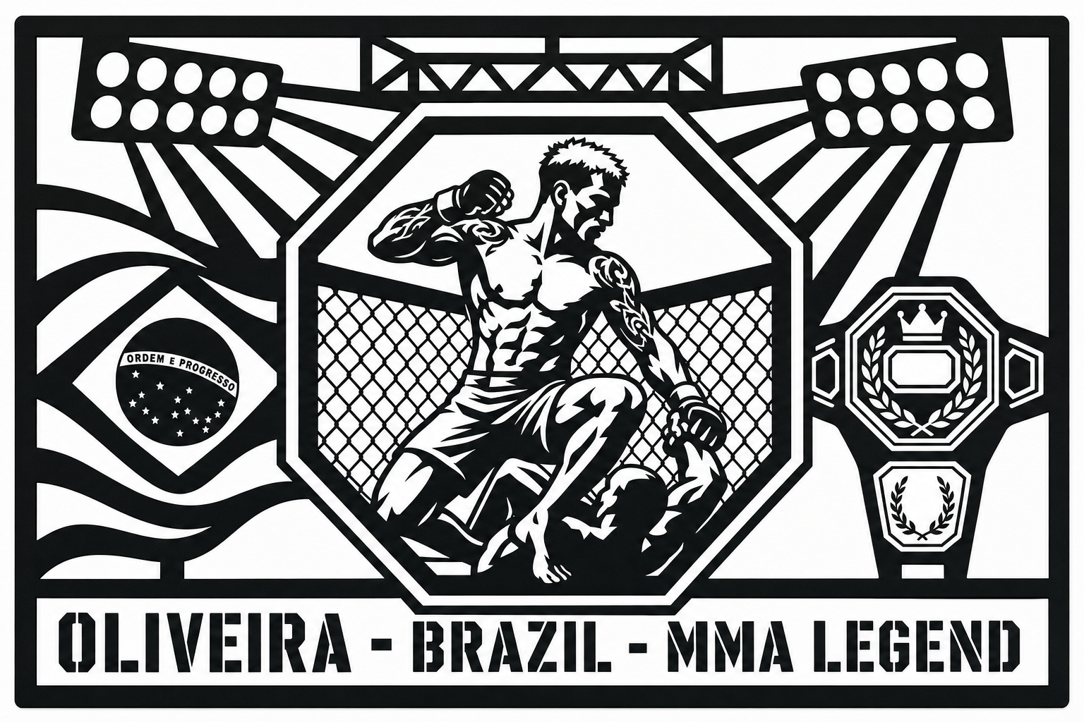 Cuadro metálico MMA Charles Oliveira - Stracci Cards