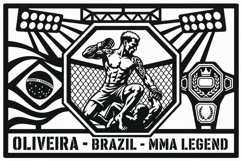 Cuadro metálico MMA Charles Oliveira - Stracci Cards - OLIVEIRA - BRAZIL - MMA LEGEND