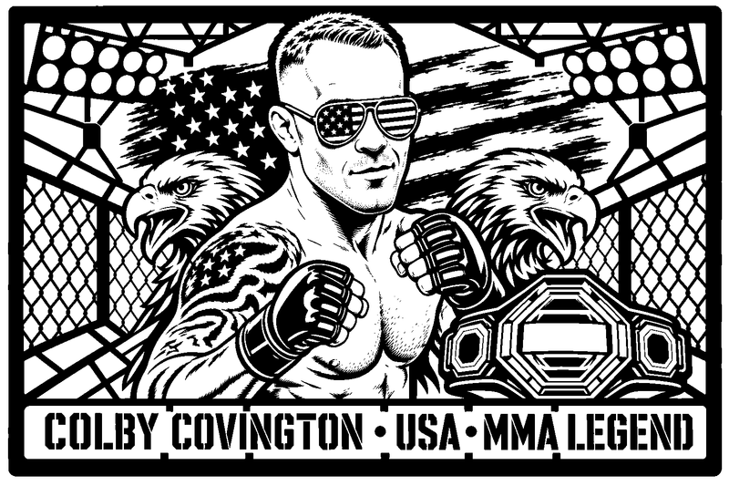 Cuadro metálico MMA Colby Covington estilo corte metálico no oficial
