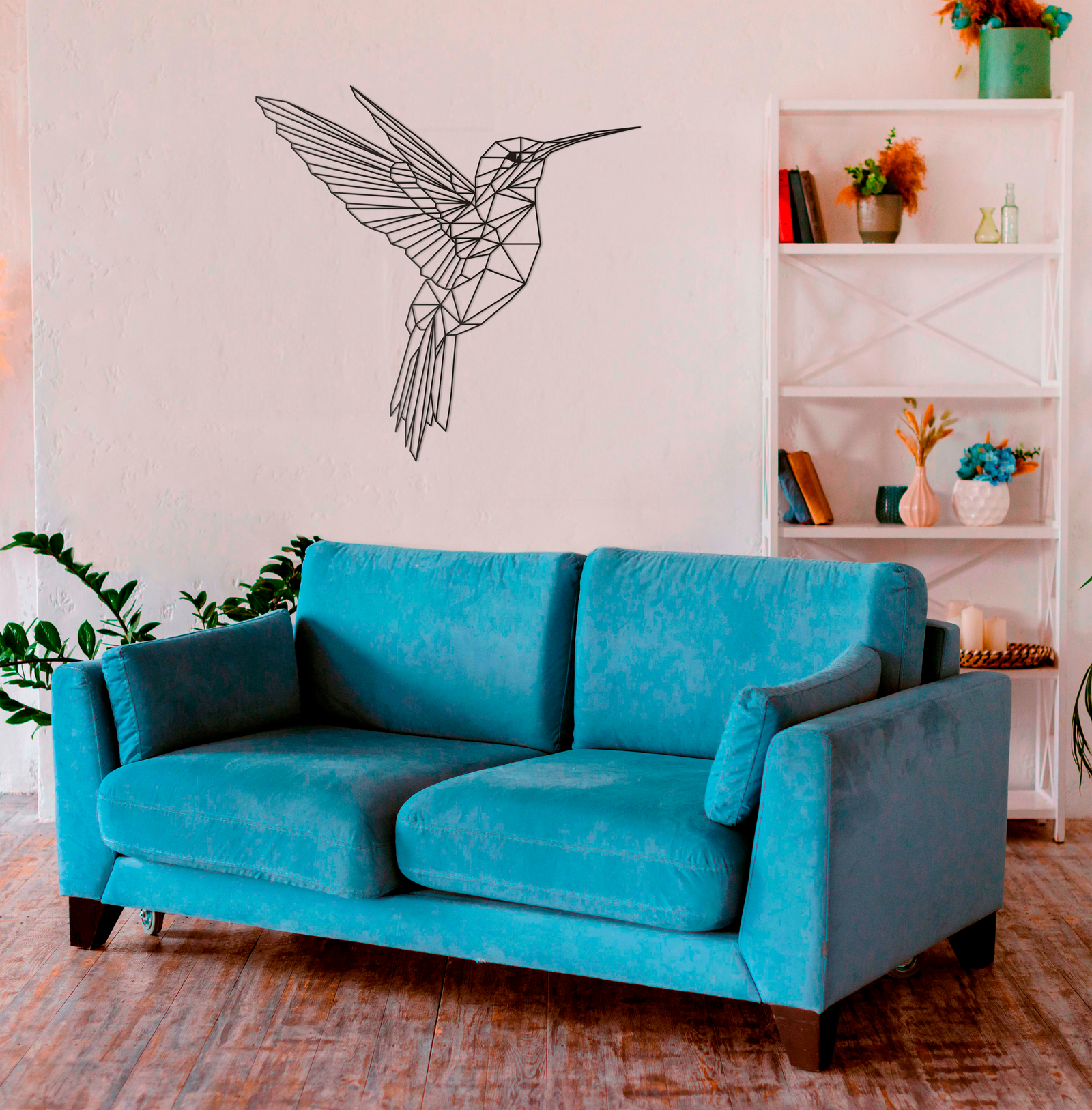 Metal Frame - Geometric Hummingbird