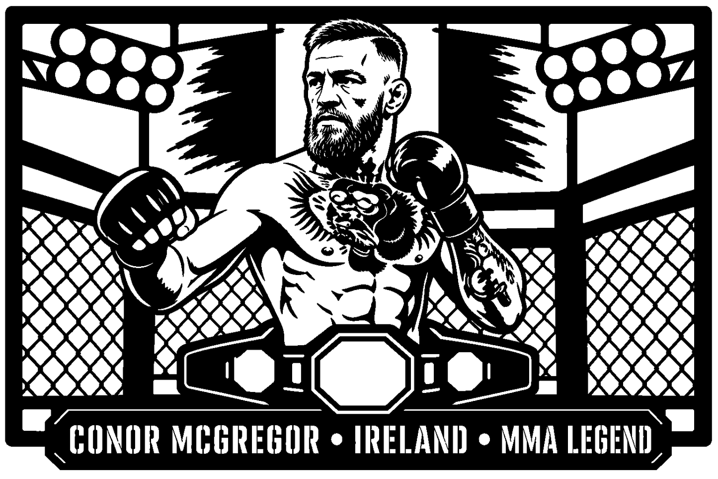 Cuadro metálico MMA Conor McGregor estilo corte metálico no oficial