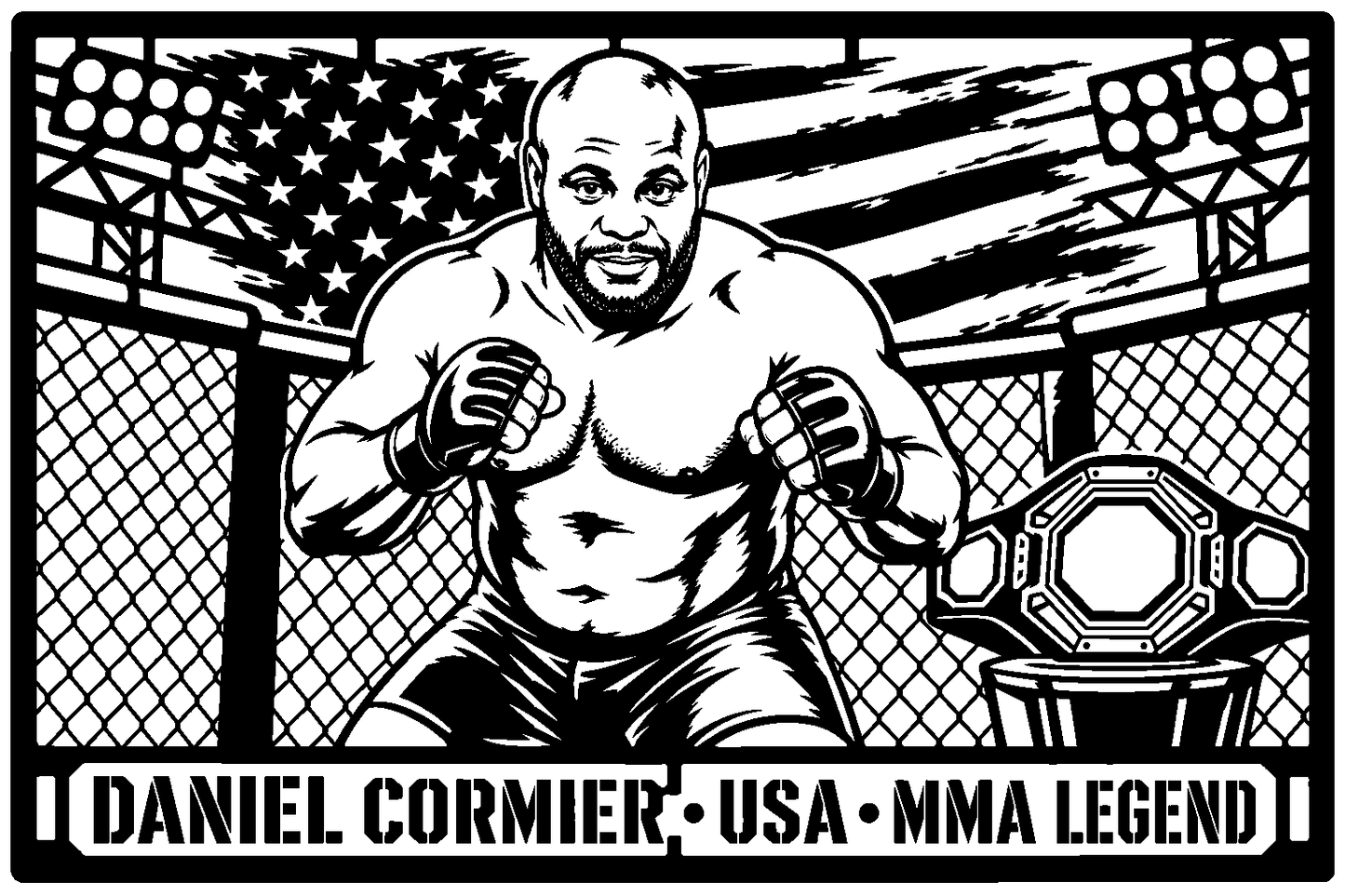 Cuadro metálico MMA Daniel Cormier estilo corte metálico no oficial