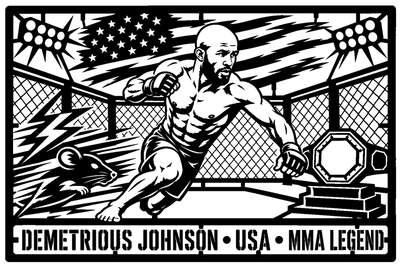 Cuadro metálico MMA Demetrious Johnson estilo corte metálico no oficial