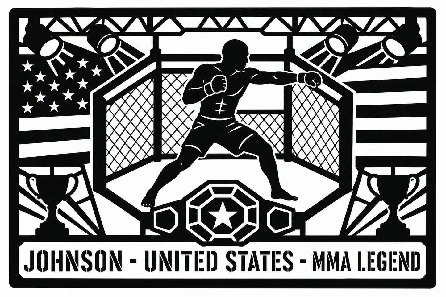 Cuadro metálico MMA Demetrious Johnson - Stracci Cards - JOHNSON - UNITED STATES - MMA LEGEND