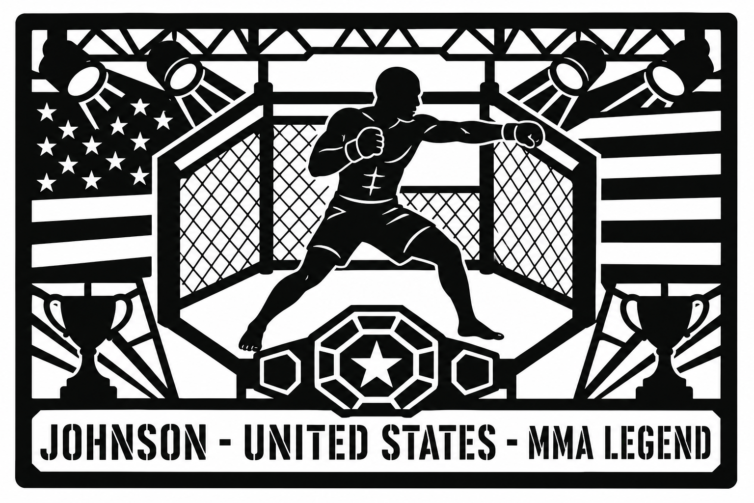 Cuadro metálico MMA Demetrious Johnson - Stracci Cards