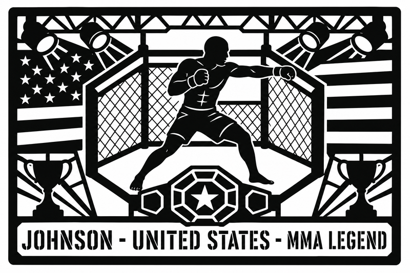 Cuadro metálico MMA Demetrious Johnson - Stracci Cards - JOHNSON - UNITED STATES - MMA LEGEND
