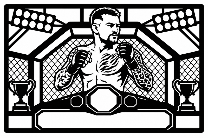 Cuadro metálico MMA Dustin Poirier estilo corte láser