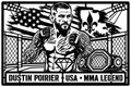 Cuadro metálico MMA Dustin Poirier estilo corte metálico no oficial