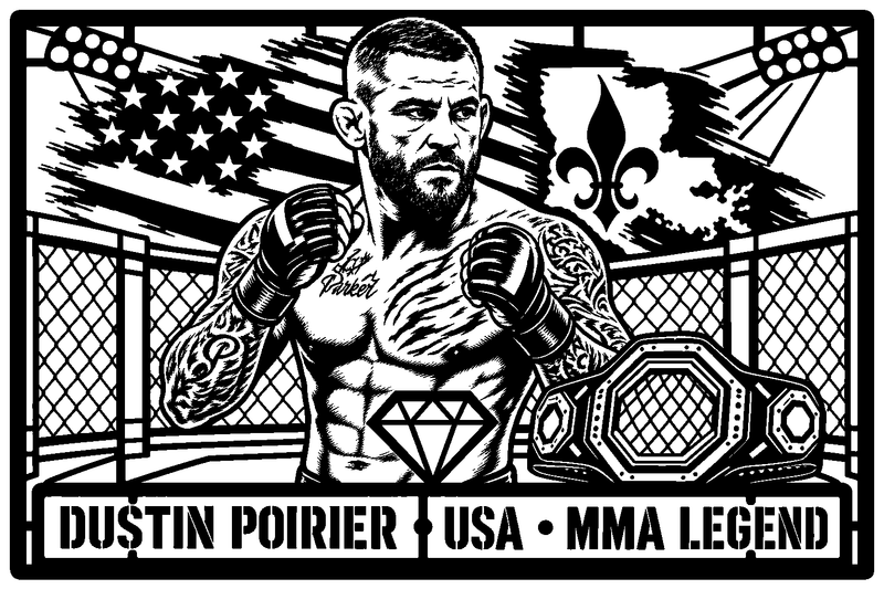 Cuadro metálico MMA Dustin Poirier estilo corte metálico no oficial