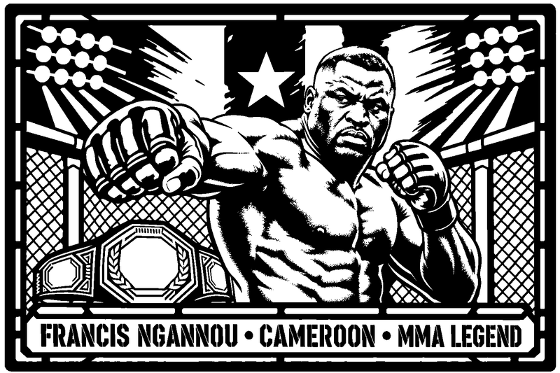 Cuadro metálico MMA Francis Ngannou estilo corte metálico no oficial