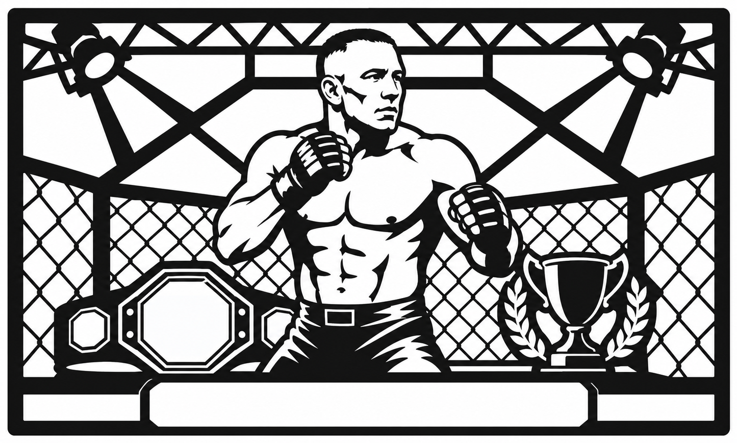 Cuadro metálico MMA Georges St-Pierre estilo corte láser