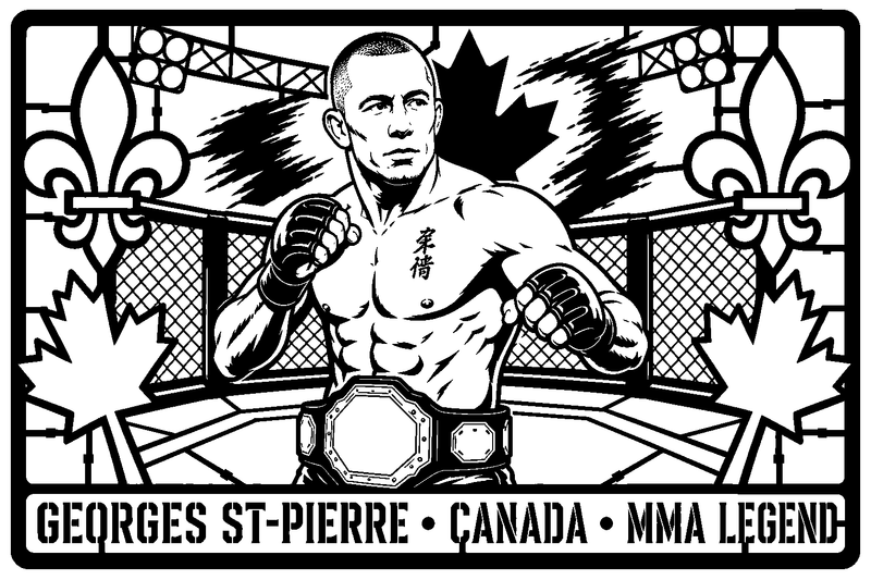 Cuadro metálico MMA Georges St-Pierre estilo corte metálico no oficial