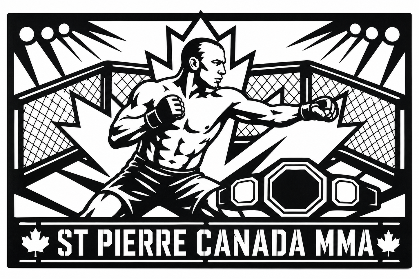 Cuadro metálico MMA Georges St-Pierre Canadá - Stracci Cards - ST-PIERRE CANADÁ MMA