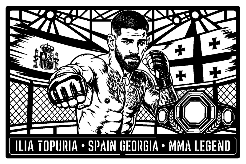 Cuadro metálico MMA Ilia Topuria estilo corte metálico no oficial