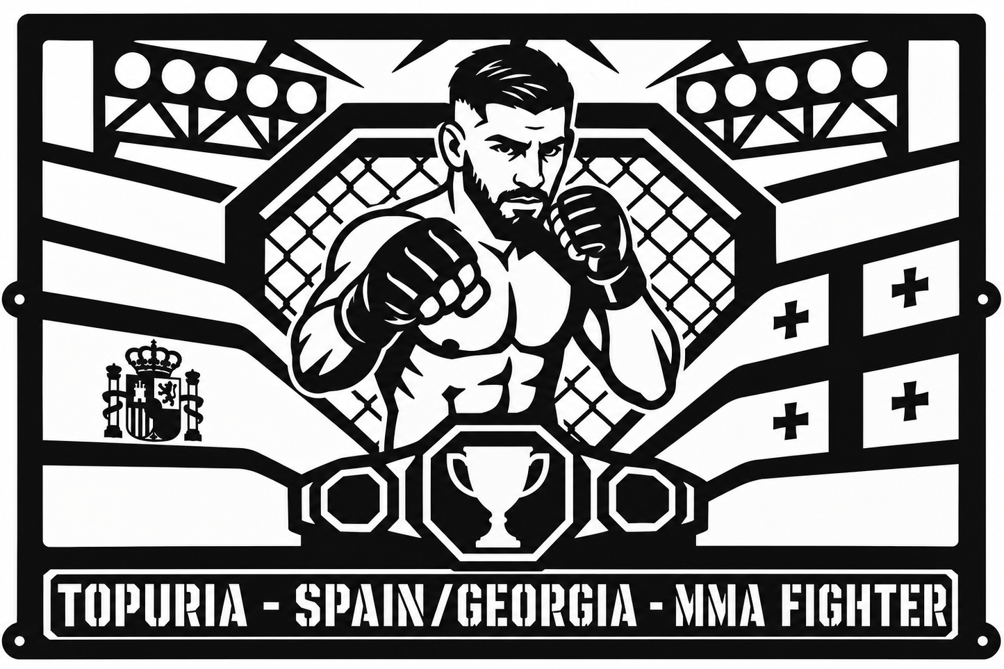 Cuadro metálico MMA Ilia Topuria - Stracci Cards - TOPURIA - SPAIN/GEORGIA - MMA FIGHTER