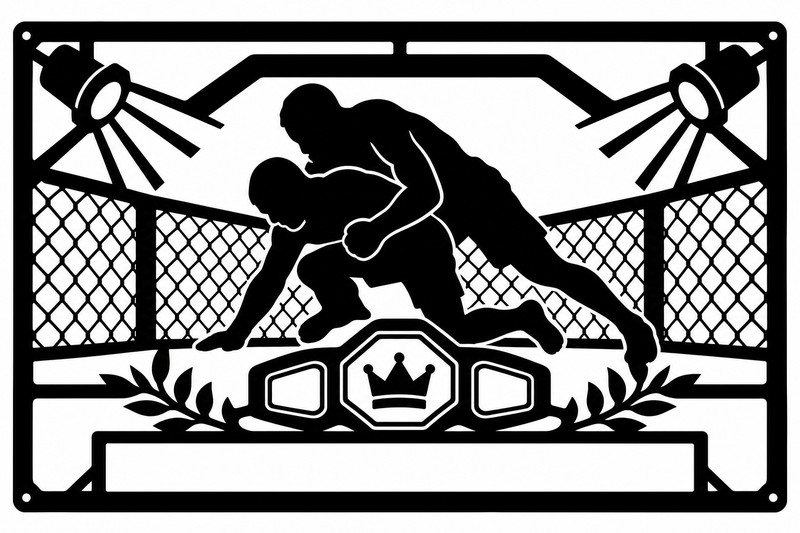 Cuadro metálico MMA Islam Makhachev estilo corte láser