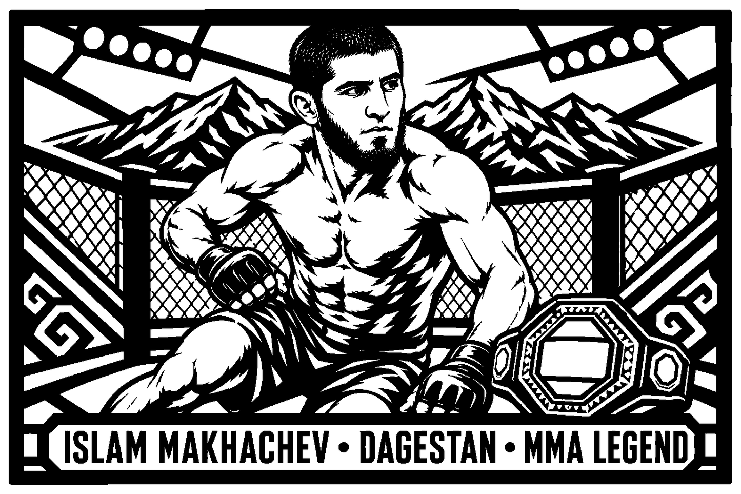 Cuadro metálico MMA Islam Makhachev estilo corte metálico no oficial