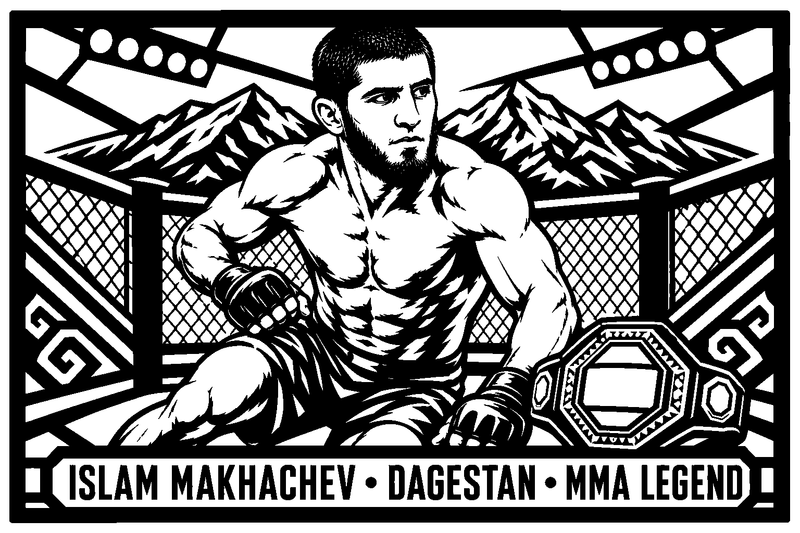 Cuadro metálico MMA Islam Makhachev estilo corte metálico no oficial