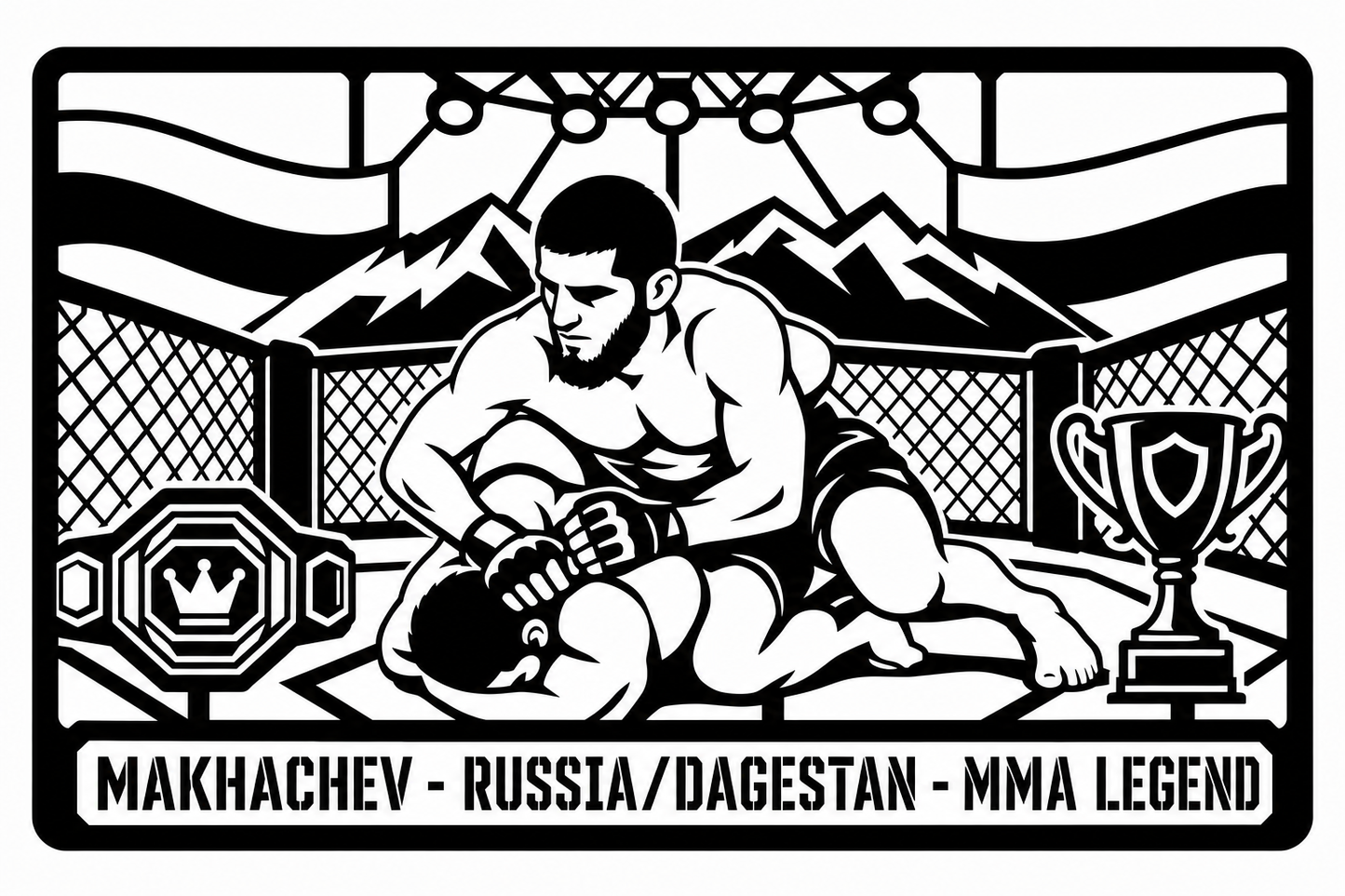 Cuadro metálico MMA Islam Makhachev - Stracci Cards - MAKHACHEV - RUSSIA/DAGESTAN - MMA LEGEND